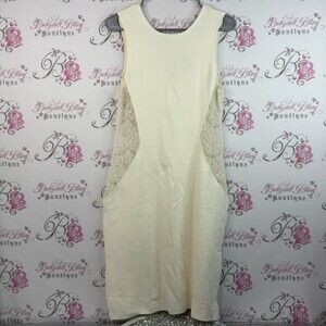 Poetic justice dress lace cut outs white Elegant Cream Sleeveless Dress BNWT